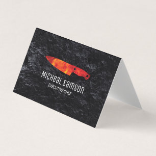 Slate Rock   Fire Knife   Executive Chef Business Card