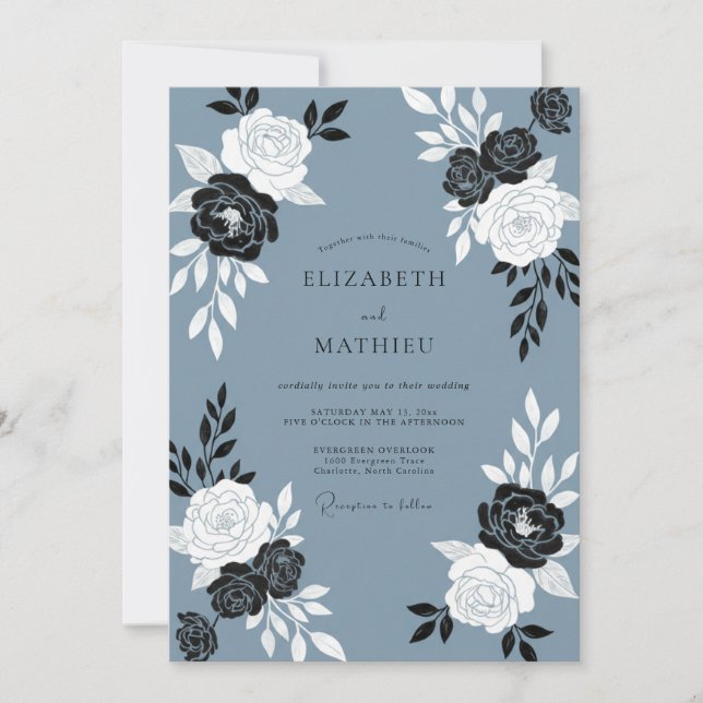 Slate Rose Wedding Invitation (Front)