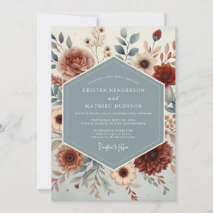 Slate Rust Autumnal Wedding Invitation