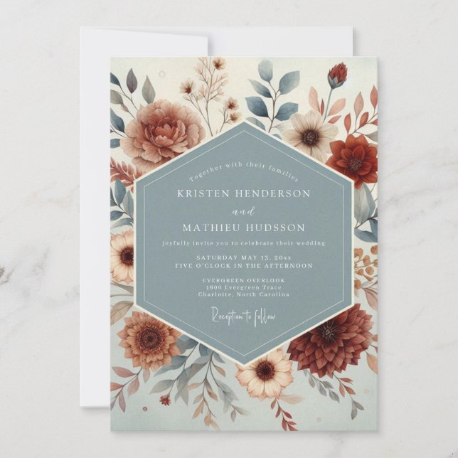 Slate Rust Autumnal Wedding Invitation (Front)