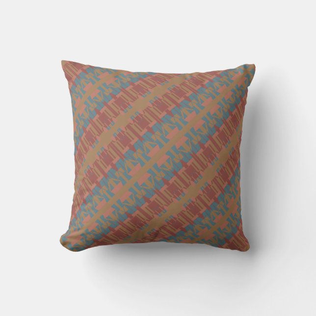 Slate Rust Shades Tan Diagonal Mediterranean Rows Cushion (Front)