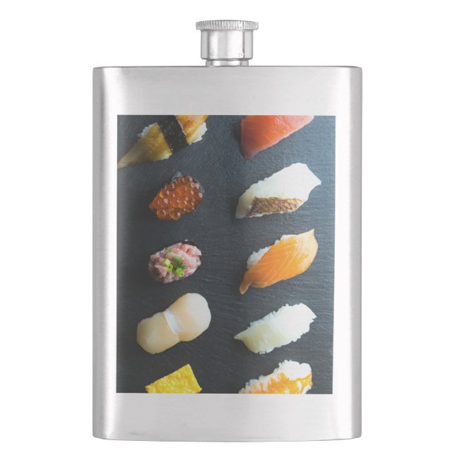 Slate Sip – Modern Sushi Classic Flask (Front)