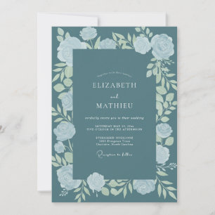 Slate Steel Petal Wedding Invitation