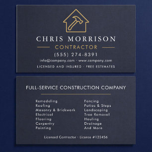 Slate Stone Building Construction Navy Blue   Business Card