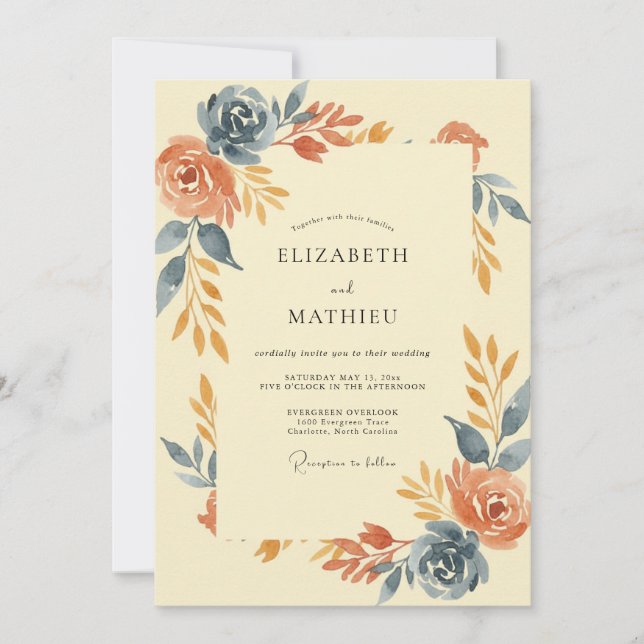 Slate Terracotta Painted Wedding Invitation (Front)