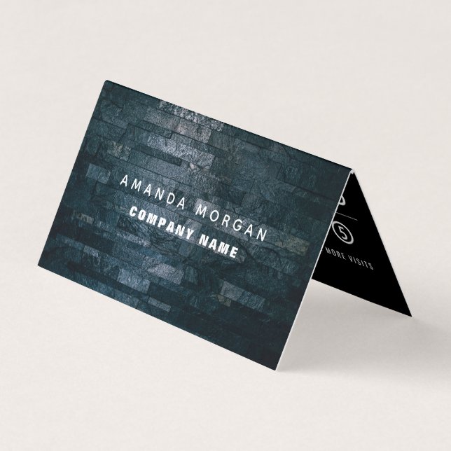 Slate Wall, Modern Style Double Loyalty Business Card (Front)