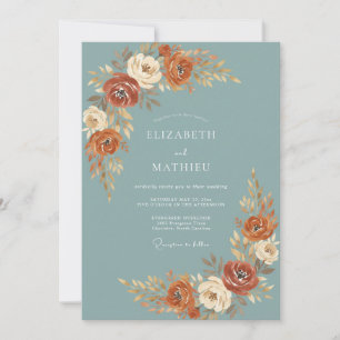 Slate Warm Terracotta Painted Wedding Invitation