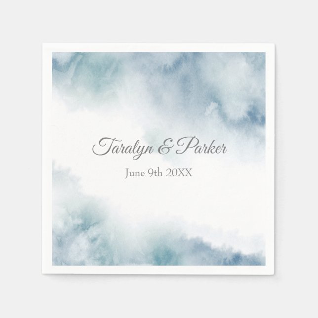 Slate Watercolor Abstract Frame Napkin (Front)