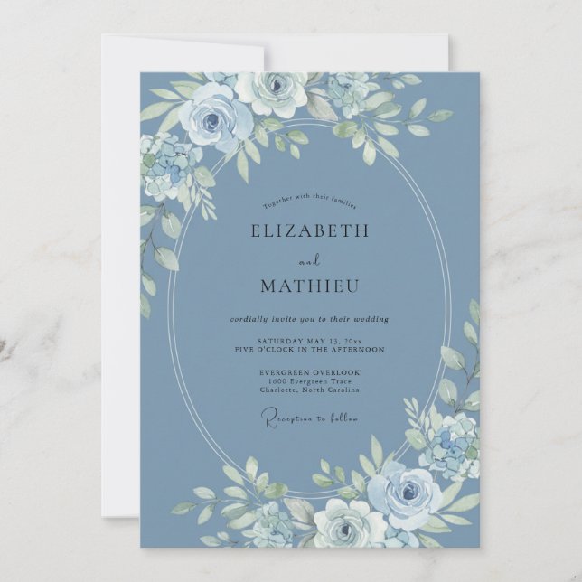 Slate White Peony Wedding Invitation (Front)