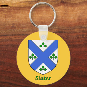 Slater Iriah Surname Family Shield Keychain