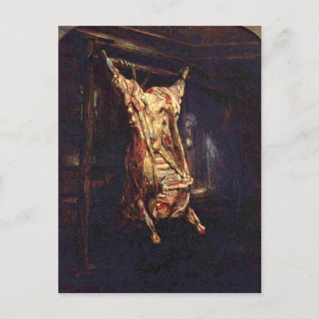 Slaughtered Ox by Rembrandt Harmenszoon van Rijn Postcard (Front)