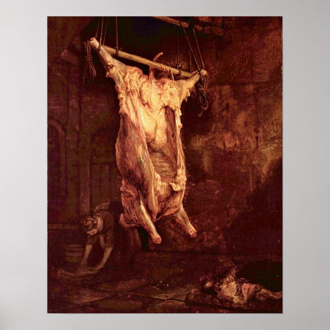 Slaughtered ox by Rembrandt Harmenszoon van Rijn Poster (Front)