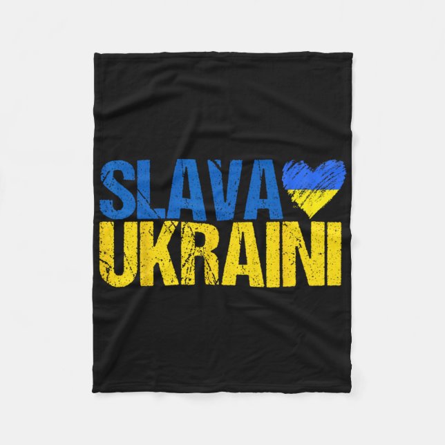 Slava Ukraini Glory To Ukraine  Fleece Blanket (Front)