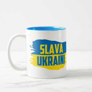 Slava Ukraini, Glory to Ukraine Two-Tone Coffee M Two-Tone Coffee Mug