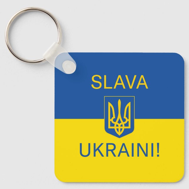 Slava Ukraini glory Ukraine war peace symbol patri Key Ring (Front)