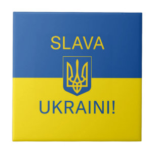 Slava Ukraini glory Ukraine war peace symbol patri Tile