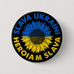 Slava Ukraini Heroiam slava sunflower Ukraine flag 6 Cm Round Badge