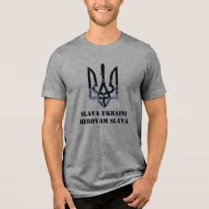 SLAVA UKRAINI HEROYAM SLAVA. Trident. Trizub. Tri-Blend Shirt