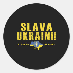 Slava Ukraini Shirt Ukraine Tryzub Flag Glory To U Classic Round Sticker