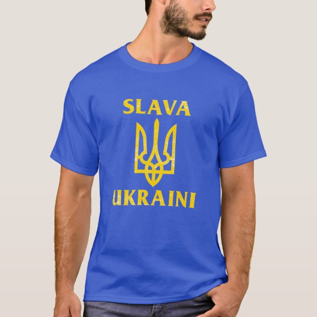 Slava Ukraini slava ukrayini Ukraine flag T-Shirt (Front)