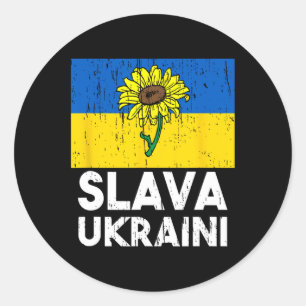 Slava Ukraini Sunflower Stand With Ukraine Mens Wo Classic Round Sticker