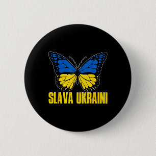 Slava Ukraini Support Ukraine Retro Ukrainian Flag 6 Cm Round Badge
