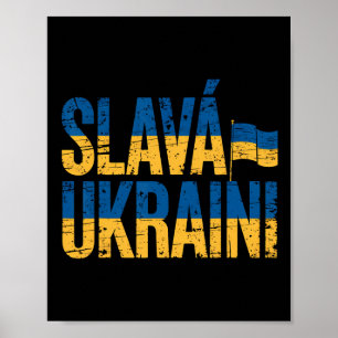 Slava Ukraini Ukraine Flag Colors Distressed Retro Poster