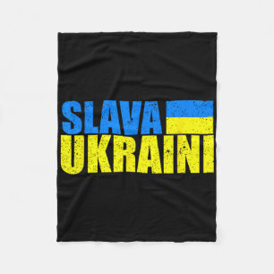Slava Ukraini Ukraine Flag Colors Distressed Slava Fleece Blanket