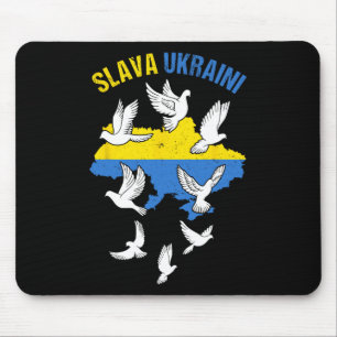 Slava Ukraini Ukraine Map Flag Doves Of Peace Free Mouse Pad