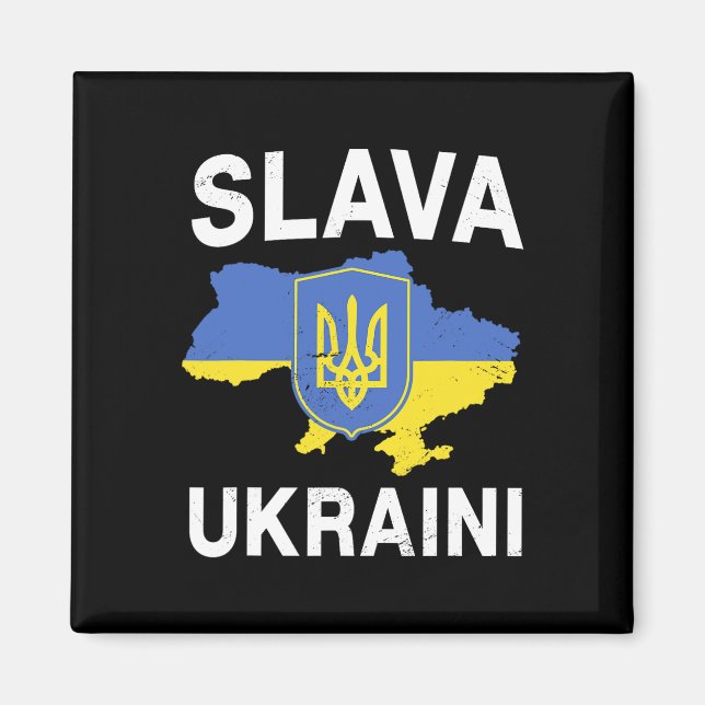 Slava Ukraini Ukraine Map Support Ukrainian Pride  Magnet (Front)