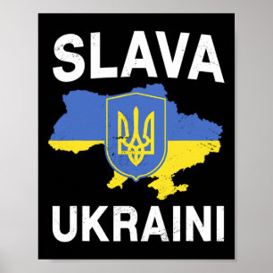 Slava Ukraini Ukraine Map Support Ukrainian Pride  Poster