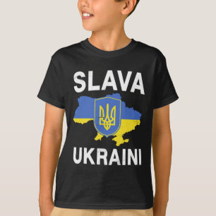 Slava Ukraini Ukraine Map Support Ukrainian Pride  T-Shirt
