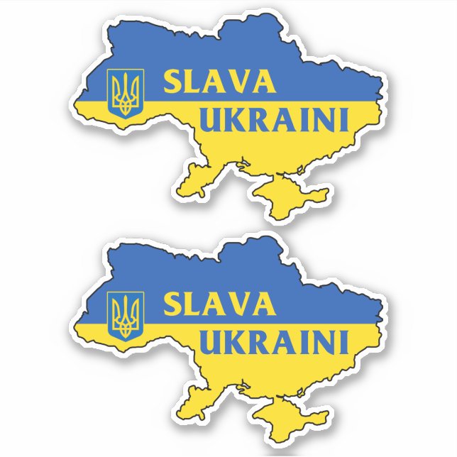 Slava Ukraini Ukraine Ukrainian flag map Sticker (Front)