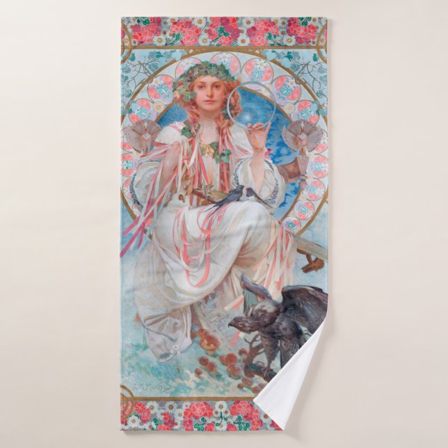 Slavia, Mucha Bath Towel (Bath Towel)