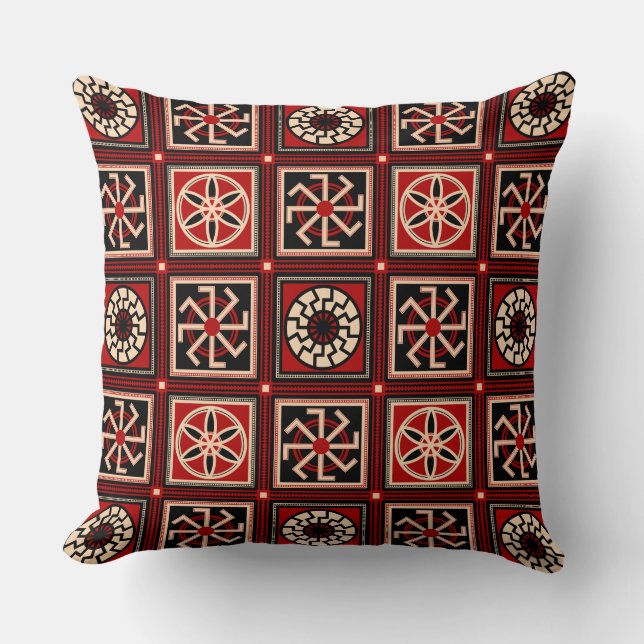 Slavic Amulet Signs Throw Pillow IV (Front)