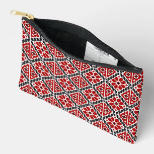 Slavic Ethnic Embroidery, Balkan Traditional Accessory Pouch