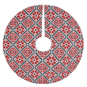 Slavic Ethnic Embroidery, Balkan Traditional Brushed Polyester Tree Skirt