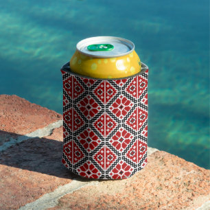 Slavic Ethnic Embroidery, Balkan Traditional Can Cooler