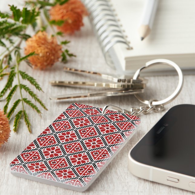 Slavic Ethnic Embroidery, Balkan Traditional Key Ring (Front Right)