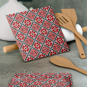 Slavic Ethnic Embroidery, Balkan Traditional Tile