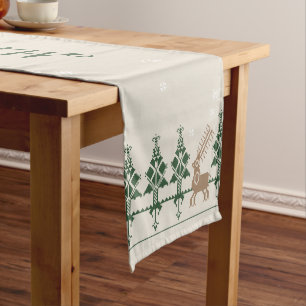 Slavic Folk Art Winter Forest   Merry Christmas Medium Table Runner