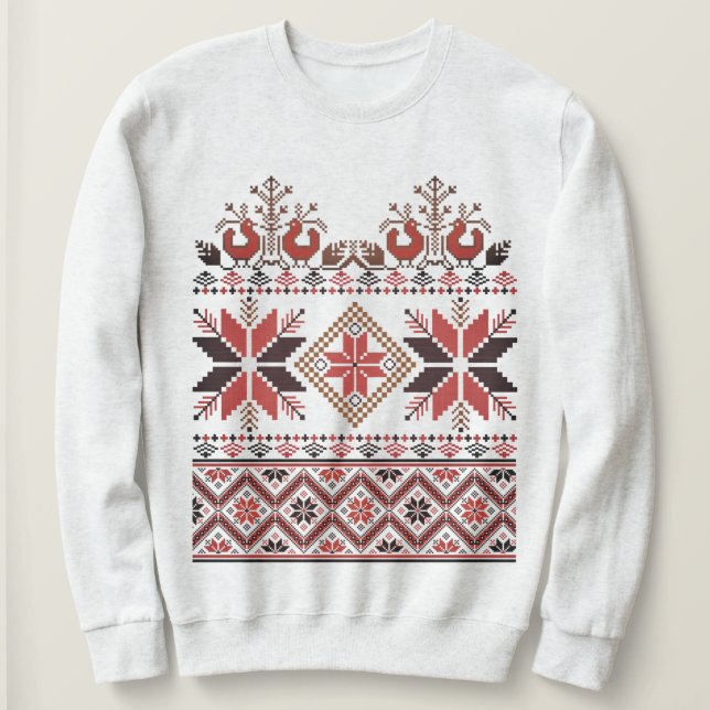 Slavic/Scandinavian Traditional Embroidery Sweatshirt (Design Front)
