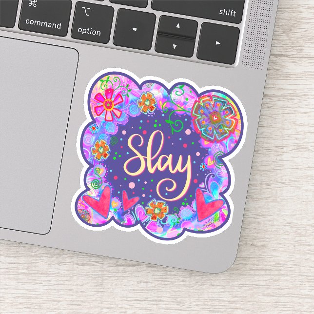 Slay Fun Colourful Floral Hearts Girly Inspirivity (Detail)