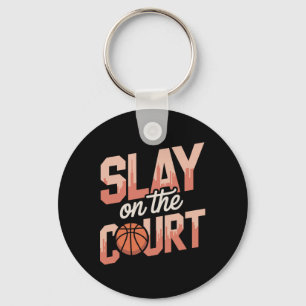Slay On The Court Girls Sketll Player Key Ring