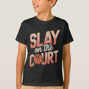 Slay On The Court Girls Sketll Player T-Shirt
