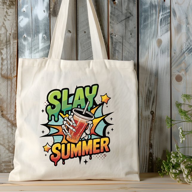 Slay Summer" Bubble Tea Tote Bag (Creator Uploaded)