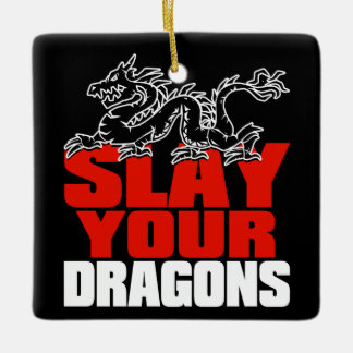 SLAY YOUR DRAGONS, gift for Jordan Peterson fans Ceramic Ornament