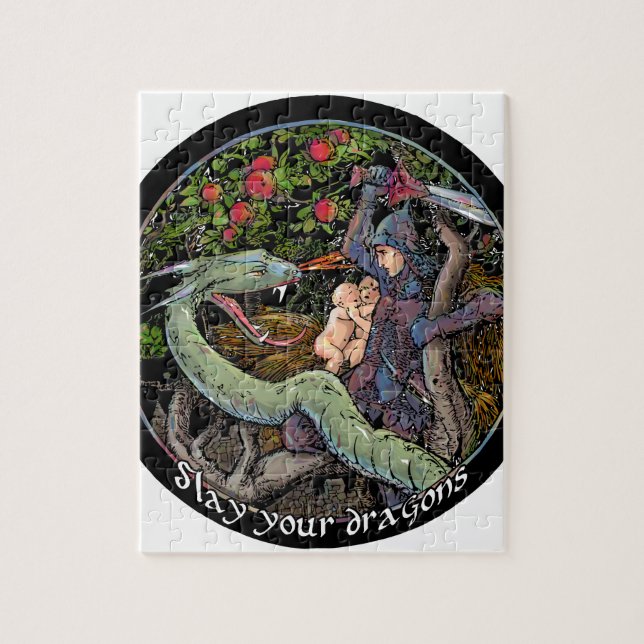 SLAY YOUR DRAGONS, Mediaeval art,Jordan Peterson Jigsaw Puzzle (Vertical)