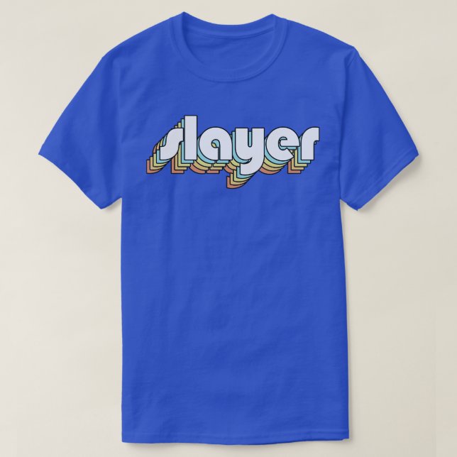 Slayer Retro Rainbow Typography Faded Style T-Shirt (Design Front)