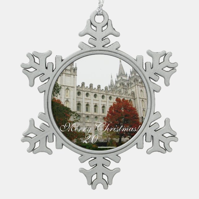 SLC Temple Pewter Christmas Ornament (Front)